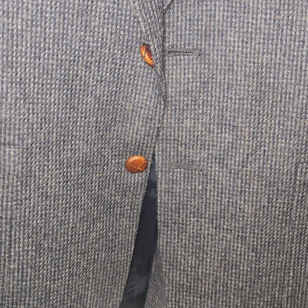 Vintage Him Chic Wool Tweed Blazer Mens 42R USA Made Suede Elbow Patches